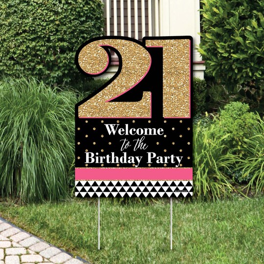 Big Dot of Happiness; Big Dot of Happiness Finally 21 Girl - Party Decorations - 21st Birthday Party Welcome Yard Sign; Category:Yard Signs; Image:1